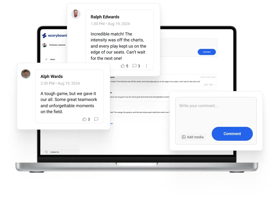Match reports interface